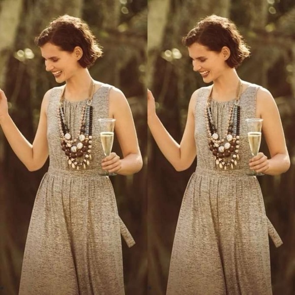 Anthropologie Meadow Rue Womens Alchemist Jumpsuit Metallic Silver Stretch - Picture 5 of 13